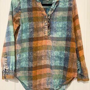 Anthropologie Multicolor Plaid Button Down Shirt